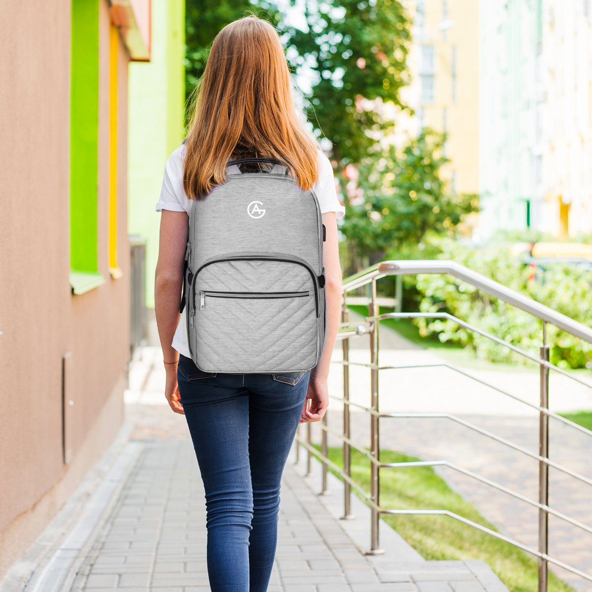 AG Luxe Rugzak Grijs- Rugzakken - Rugtassen - Laptop - 26L - School - voor jongens en meisjes, dames en heren - Backpack Waterafstotend- Schooltas - Reizen & Werken - Anti Diefstal Ontwerp - Inclusief Usb Oplaadstation – foto 4