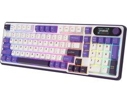 Royal Kludge RKS98 - Mechanisch Gaming Toetsenbord - Met Display - RGB - Draadloos - Chartreuse Switch - Blackberry - Inclusief Stofkap