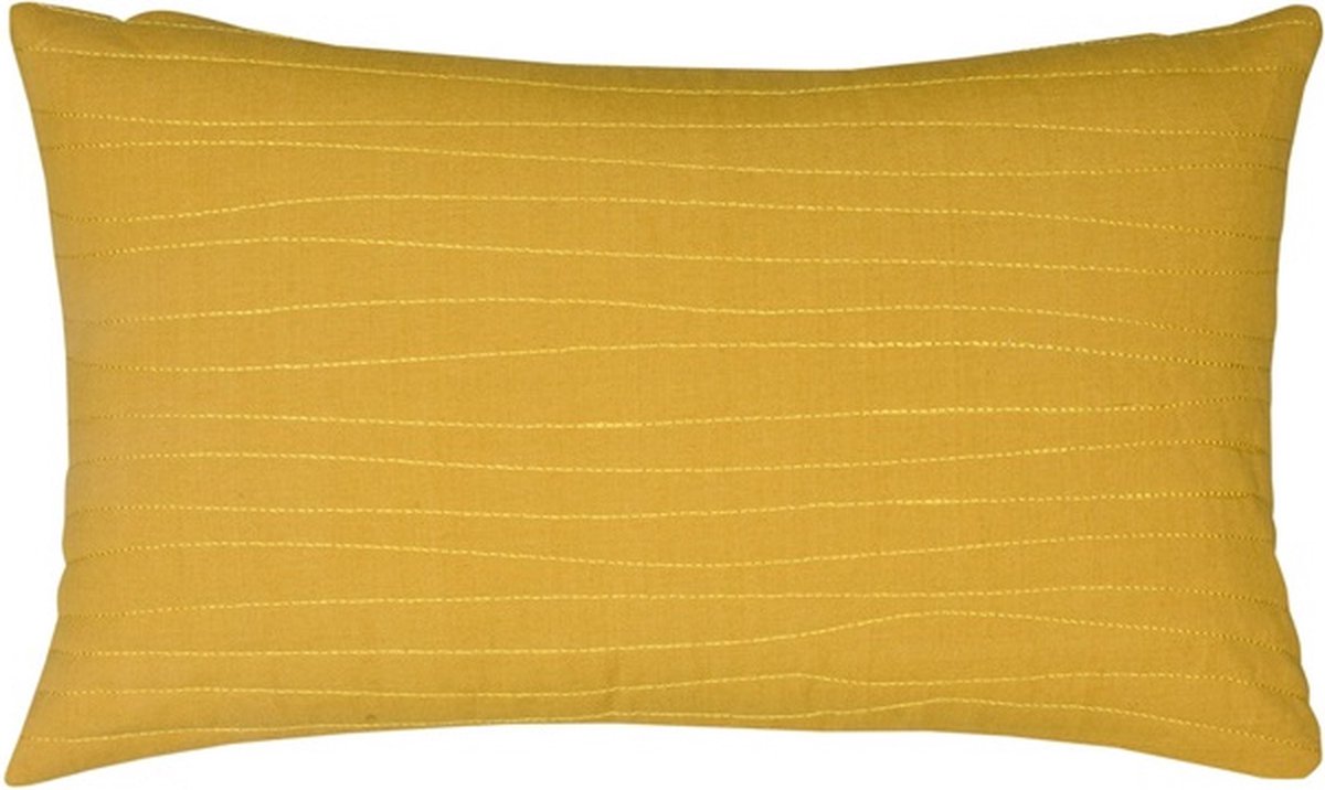 Linen & More Uneven Stitching Warm Geel Kussen | 30 X 50 | Sierkussen Voor Woonkamer Of Slaapkamer