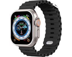 Strap-it Ocean bandje met druksluiting - geschikt voor de Apple Watch Series 1/2/3/4/5/6/7/8/9/10/11/SE/SE2/SE3 - kleine maten: 38 / 40 / 41 / 42mm - iWatch siliconen bandje - zwart
