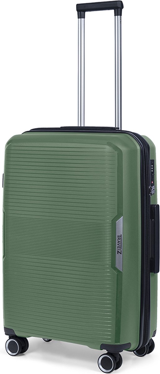TravelZ Swinger middenmaat koffer 67cm met Expander- Sterke Lichtgewicht Trolley 75 ltr met TSA-slot - Groen