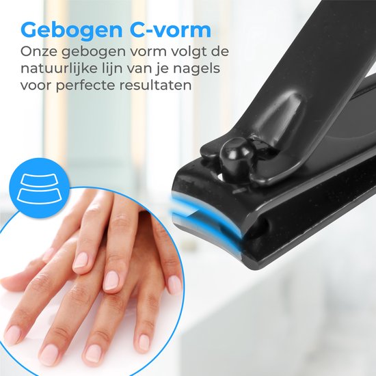 Nuvance Nagelknipper - 4 in 1 - Incl. Nagelvijl - Nageltang - Teennagelknipper - Kalknagel - Zwart