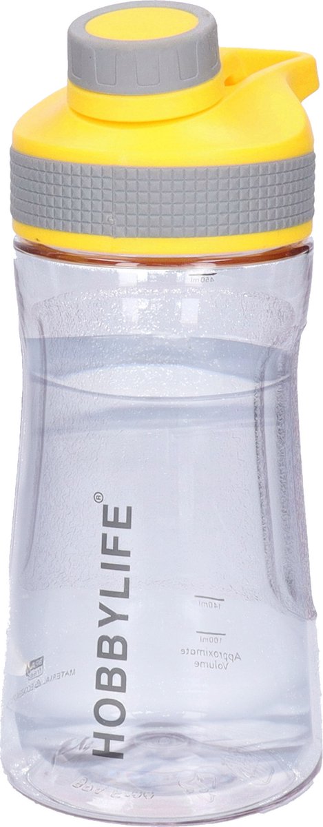 B-Home Waterfles / drinkfles / sportfles Aquamania - geel- 530 ml - kunststof - bpa vrij - lekvrij - Stijlvolle fles