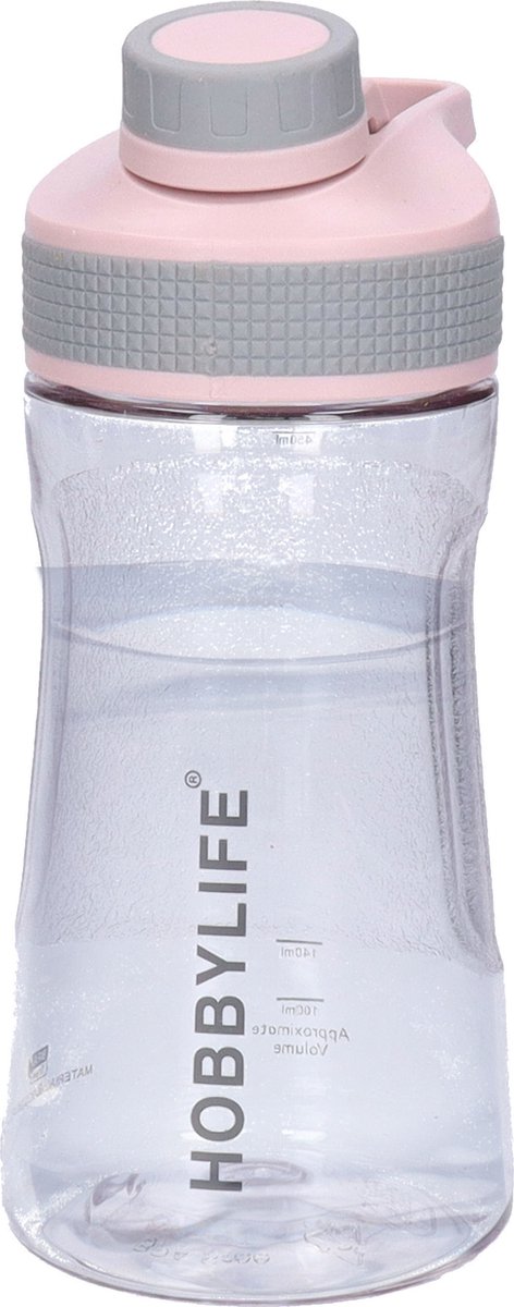 B-Home Waterfles / drinkfles / sportfles Aquamania - lichtroze - 530 ml - kunststof - bpa vrij -
