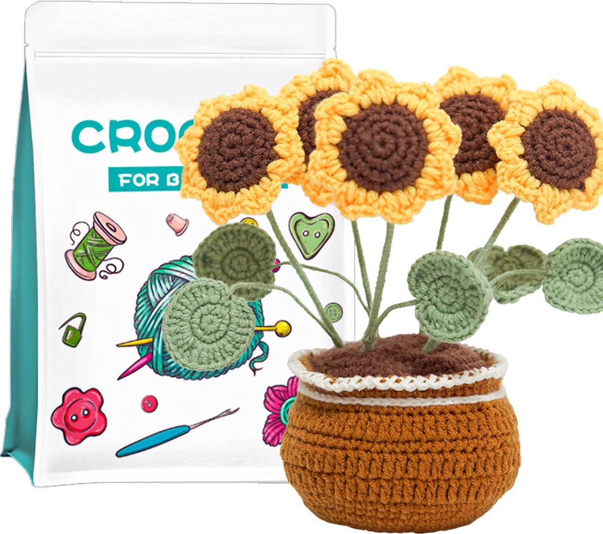 Haakpakket Voor Een Boeket Bloemen Voor Volwassenen En Beginners Inclusief Haakwerk~p143479853