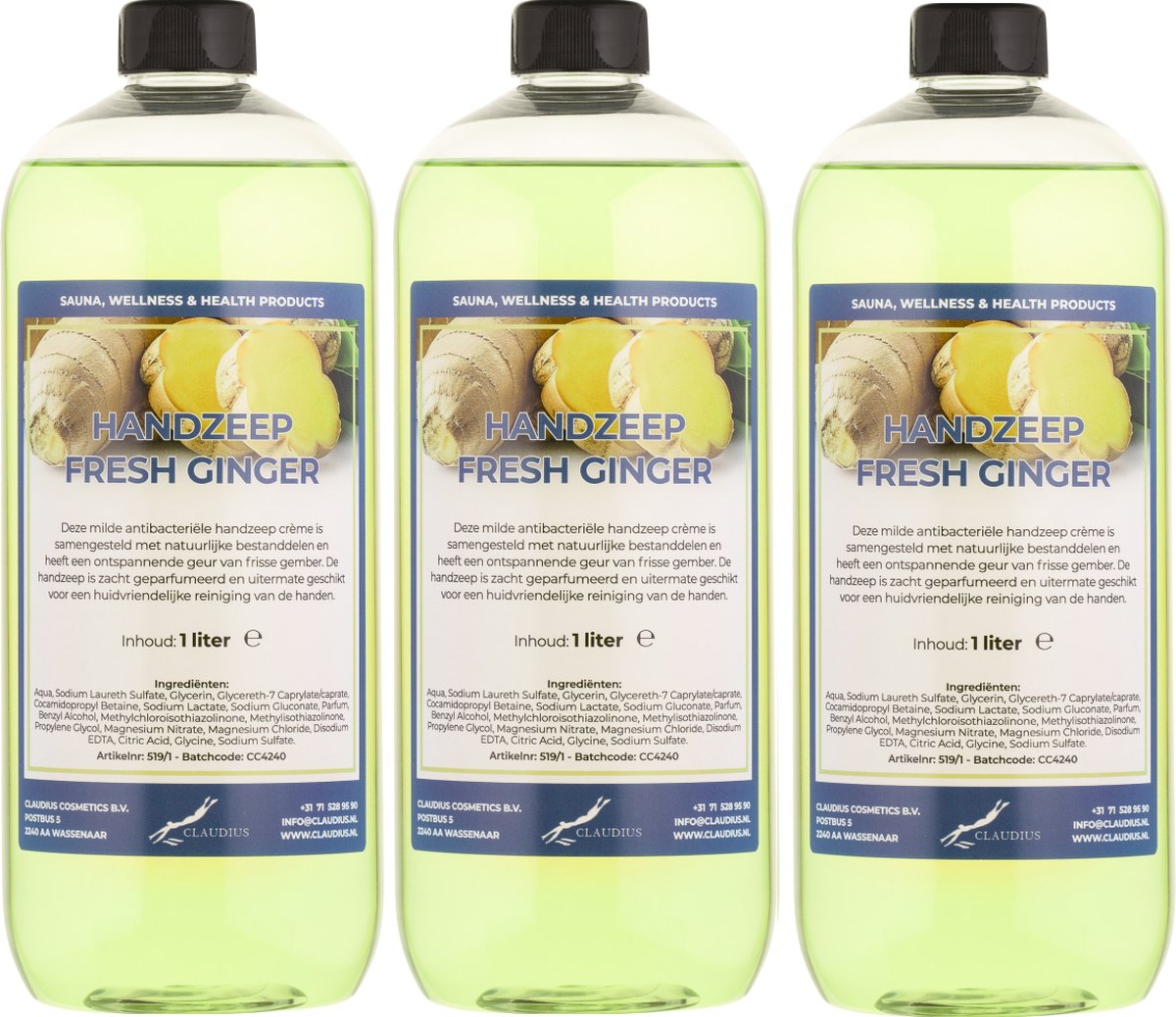 Goedkoopste Handzeep Fresh Ginger 1 liter - set van 3 stuks