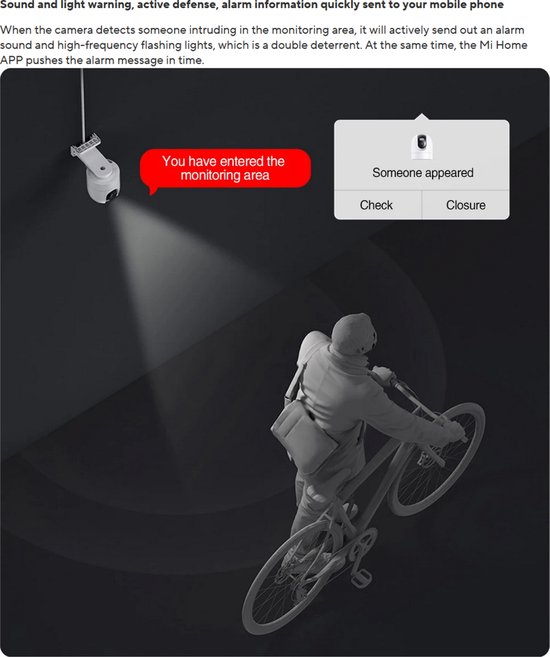 Xiaomi Cw400 Beveiligingscamera met waarschuwingslichten - met app - 360° horizontaal draaifunctie van Xiaomi — afbeelding 3