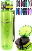 Bol.com Drinkfles 1 Liter Vaatwasserbestendig Groen - Lekvrij - BPA vrij - Waterfles 1 liter Drinkbus - Drinkflessen King Mungo ... aanbieding