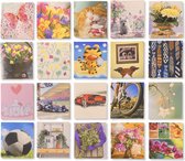 Cards & Crafts 20 Blanco Wenskaarten - Zonder Tekst - 11x12cm - Blanco kaarten met envelop - Assorti