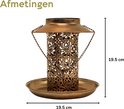 GIZMO Solar Lantaarn Oriëntal - Donker Brons/Goud – LED Tafellamp Tuinverlichting Op Zonne Energie Dag Nacht Sensor 23 X 13 5 Cm