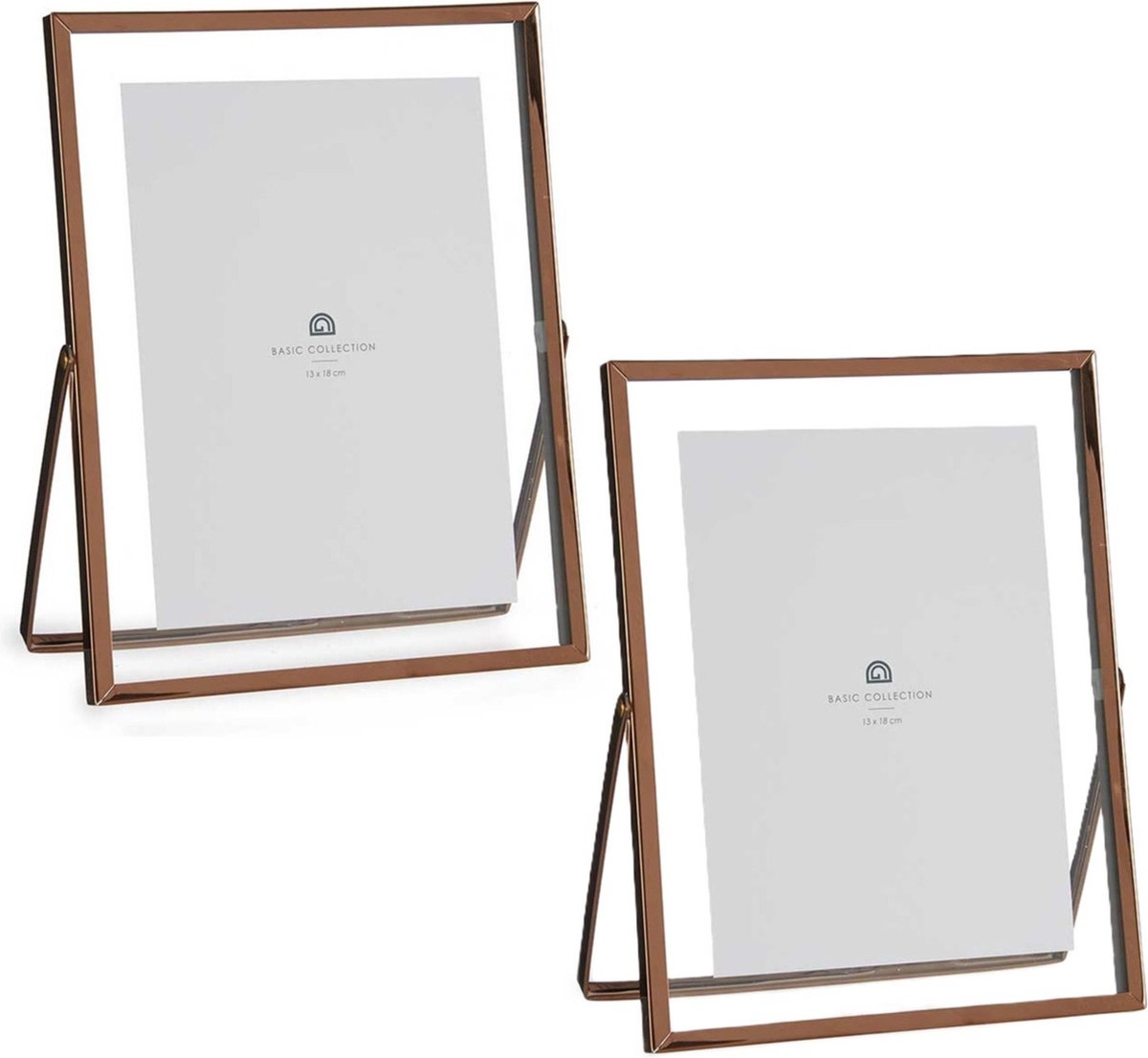 Giftdecor Fotolijstje voor 13 x 18 cm foto - 2x - koper - metaal - Modern - frame 18 x 23 cm
