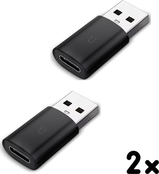 Ustratics® USB C naar USB Adapter - USB-C naar USB convertor - opzetstuk - USB 3.1 to USB C HUB - pc - laptop - USB C naar USB A female - telefoon - adapter - Zwart - 2 stuks