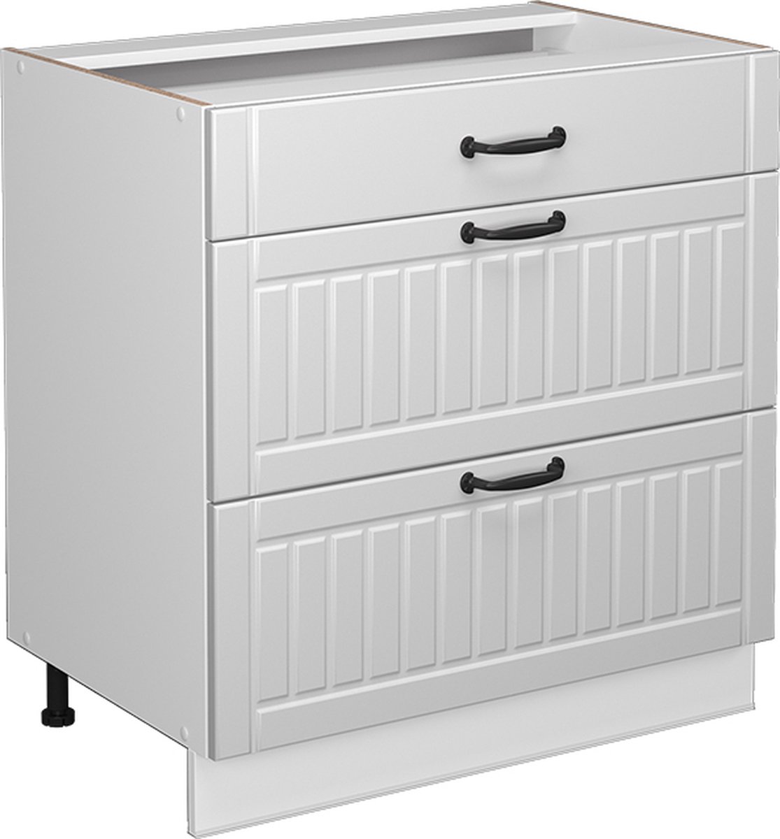 Vicco Fame-Line Keukenonderkast – 80 cm met 3 laden, WB Eik Wit Landhuis