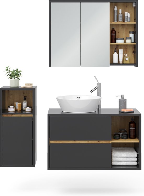 Vicco Ensemble de meubles de salle de bain Freddy, Blanc Haute
