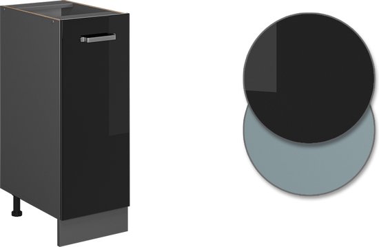Vicco Armoire à pharmacie R- Line, Zwart brillant/Anthracite, 30 cm, WB Anthracite