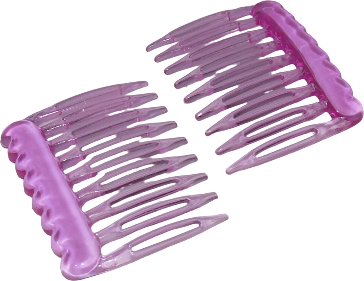 Haarkam-Zijkam transparant roze lichtpaars mini