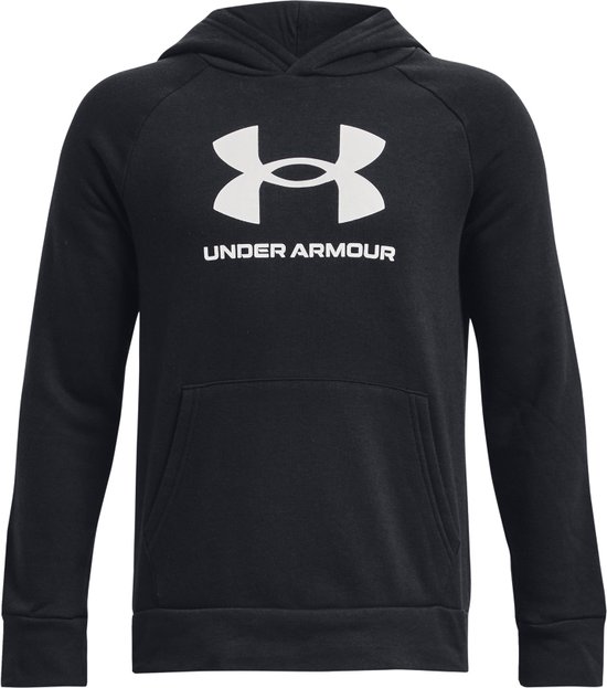 Sweat à capuche Under Armour noir avec logo blanc sur le devant.