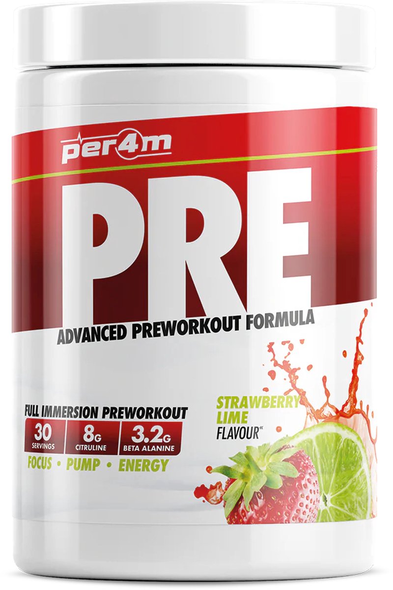 Goedkoopste Per4m - Pre Workout Stim - 570g - Strawberry Lime - pre-workout