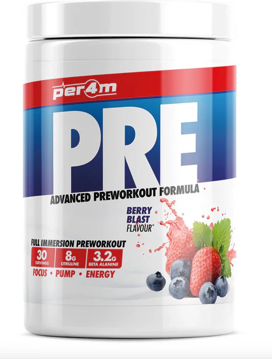 Goedkoopste Per4m - Pre Workout Stim - 570g - Berry Blast - pre-workout