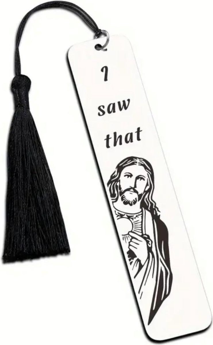 Nina’s Giftshop® Boekenlegger Metaal – “I Saw That” – Grappige Jezus Boekenlegger – Sarcastische Bladwijzer – Spicy Book Cadeau – Cadeau voor Boekenliefhebber
