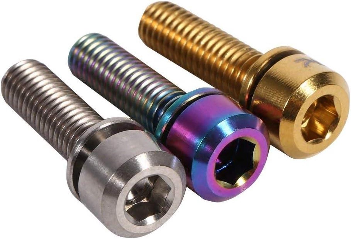 Vis Alliage Titane Vélo M5x18mm - Pour Potence, Dérailleur - Rouge - Lot De 6 - Léger Et Résistant