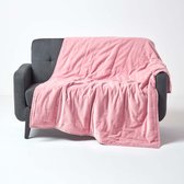 Homescapes Plaid en velours capitonné Rose, 125 x 150 cm