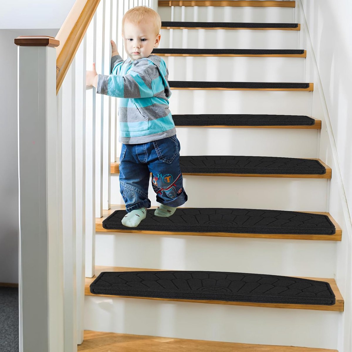 traptreden, matten, zelfklevend, bruin rechthoekig, voor buiten, binnen, veiligheids-trapmat voor kinderen 1 stuks