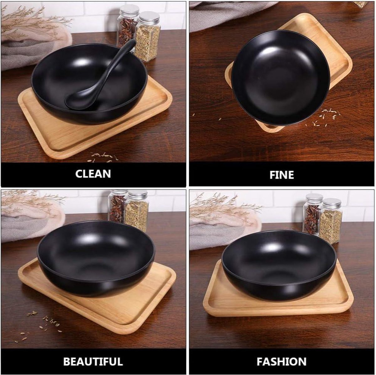 Lot De 2 Bols à Ramen Japonais En Mélamine - 19 Cm, Noir - Résistants Aux Chocs Et à La Chaleur (-30°C à 120°C) - Pour Soupes, Pâtes, Salades - 11