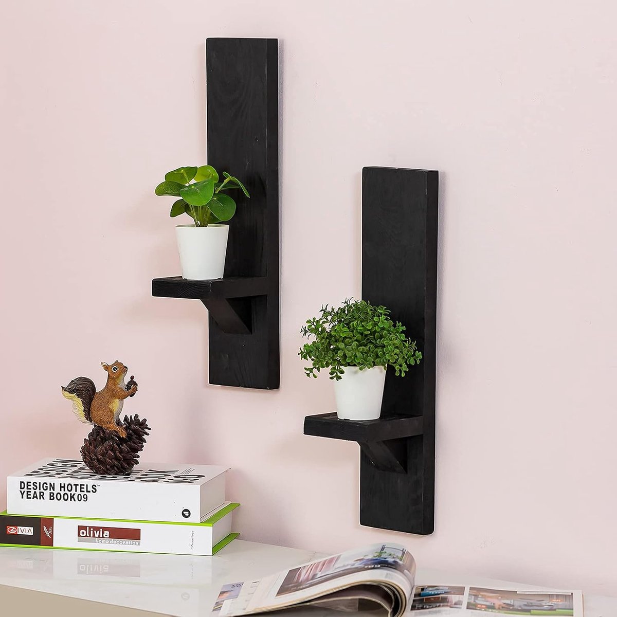 Tefola Lot De 2 étagères Murales En Bois De Style Bohème