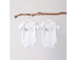 Can Baby- I Love Oma & I Love Opa - Baby Rompertjes Set - 100% Katoen - I love you oma - Korte Mouw - Duurzame Baby Kleding - Maat 56-62 (0-3 Maanden) Cadeau Zwangerschap Aankondiging - Oma’s en Opa’s Liefste - Set van 2 - Wit