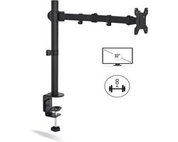 Boscer Monitor Arm - Monitor Arm 13-32 Inch - 8KG Draagkracht - Full Motion Beeldscherm Statief - Enkele Monitorstandaard - Monitor Beugel - Zwart Staal