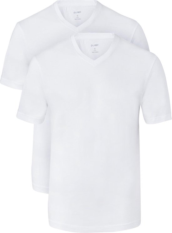 OLYMP T-shirts (2-Pack) - V-Hals - wit -  Maat XXXL