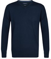 Profuomo Originale slim fit trui wol - heren pullover V-hals - navy blauw -  Maat: XXL