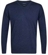 Profuomo Originale slim fit trui wol - heren pullover V-hals - indigo blauw -  Maat: S