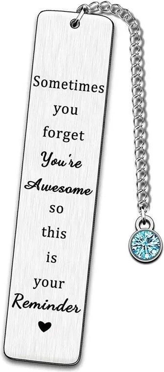 Nina’s Giftshop® Metalen Boekenlegger – Sometimes You Forget You’re Awesome – Inspirerende Bladwijzer – Cadeau voor Vrouw & Man – Geschenkzak