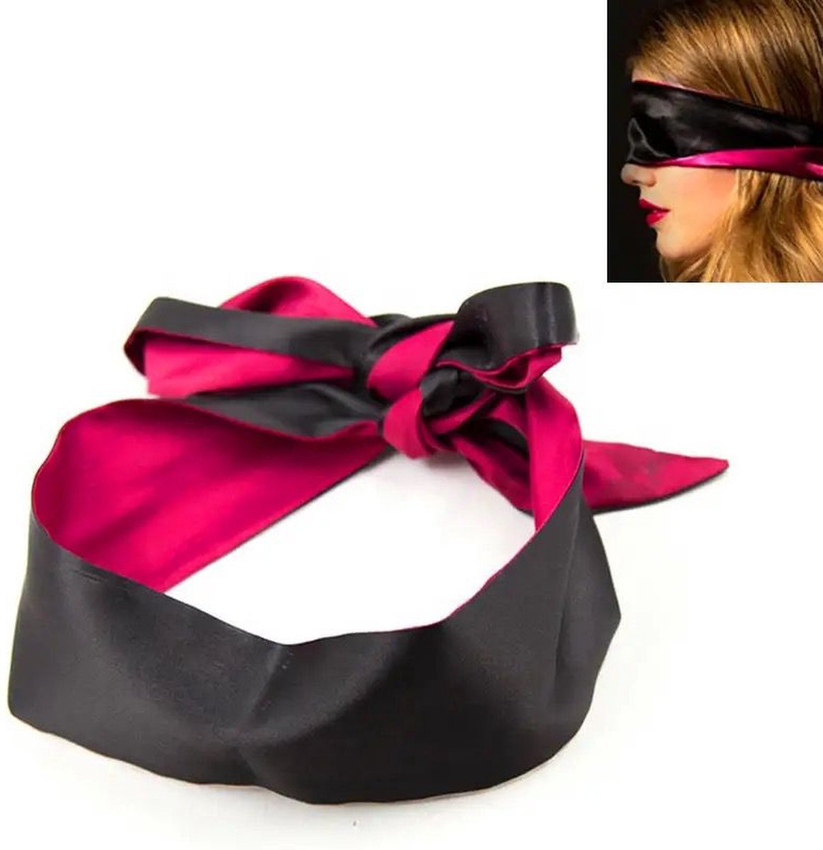 Nina’s Giftshop® Zijden Blinddoek BDSM – Erotische Blinddoek – Zwart & Bordeaux – Zachte Blinddoek voor Koppels – Seksspeeltje voor Volwassenen – Valentijn Cadeau – Cadeau voor Hem & Haar