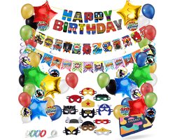 Fissaly 70 Stuks Superhelden Feest Versiering – Kinderfeestje Decoratie – Superheroes Themafeest Verjaardag - Feestje