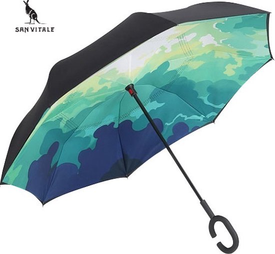 San Vitale® - Unieke reversible Windproof Paraplu - Groen