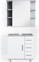 Vicco Ensemble de meubles de salle de bain Ilias, Béton/ Wit, 2 parties