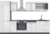 Vicco Elément de cuisine complet R- Line, Wit brillant/anthracite/Anthracite, 300 cm sans plan de travail