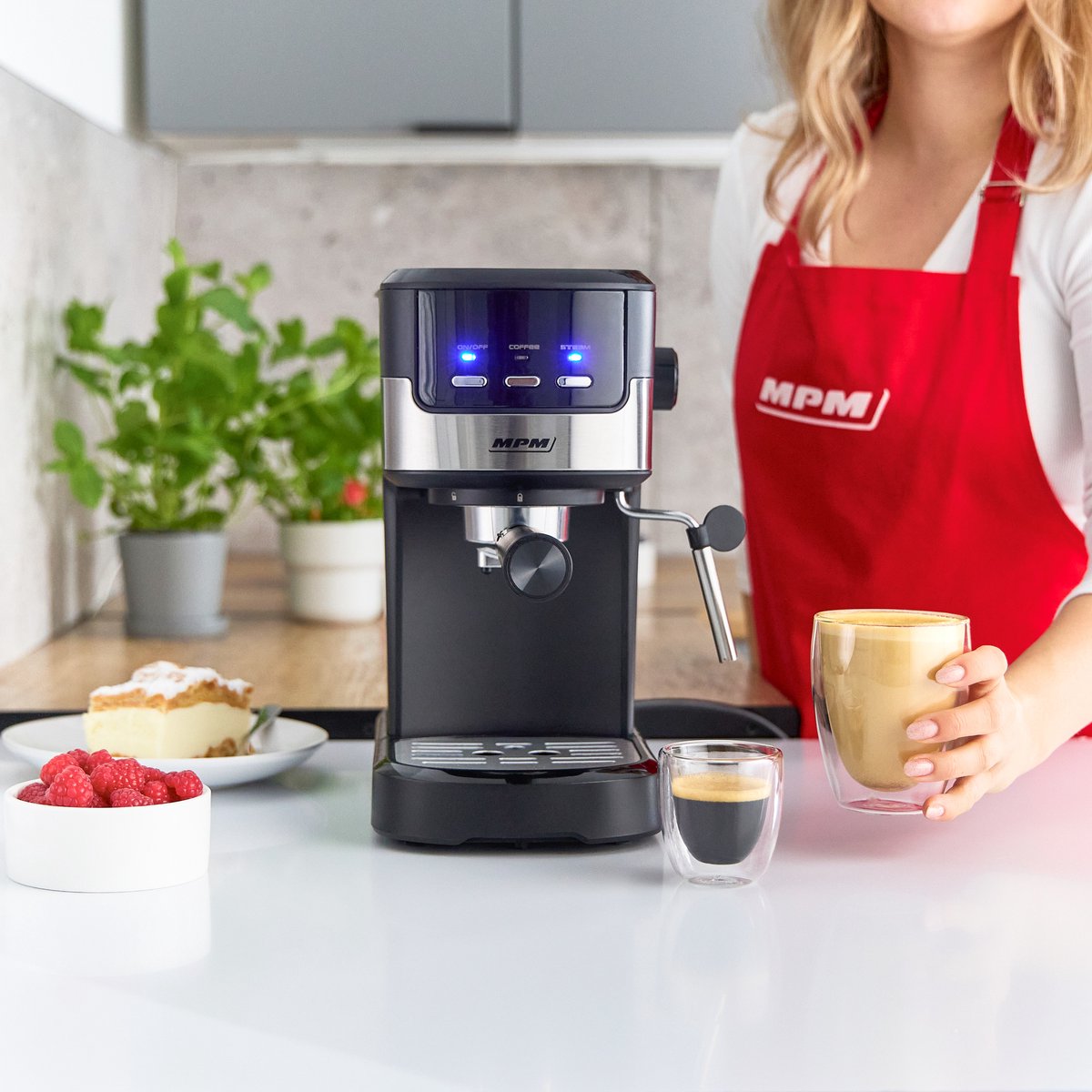 Afbeelding 3 van MPM - Koffiemachine - Koffieapparaat - Espressomachine 15 Bar met Aluminium Boiler en Stoompijpje
