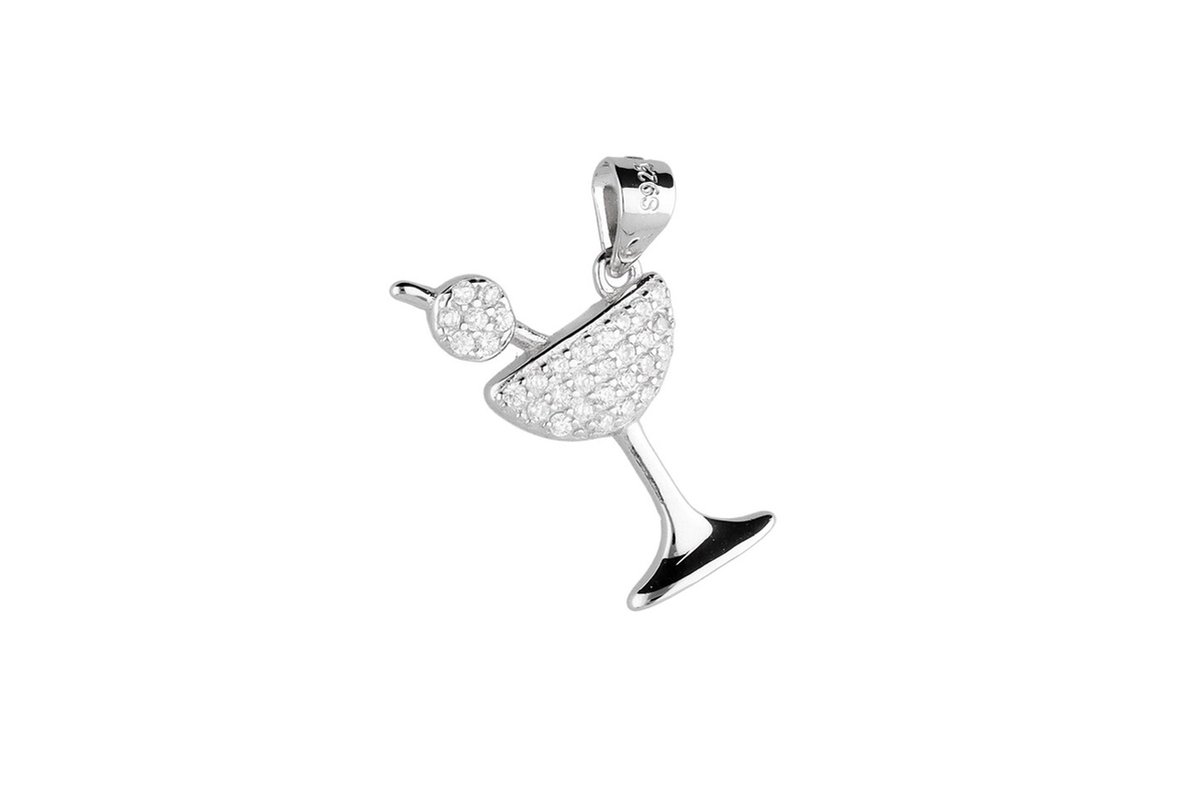 Zilver Cocktail Hanger - Zilveren Hanger Cocktail met Zirkonia - Silver Cocktail Pendant - Amona Jewelry