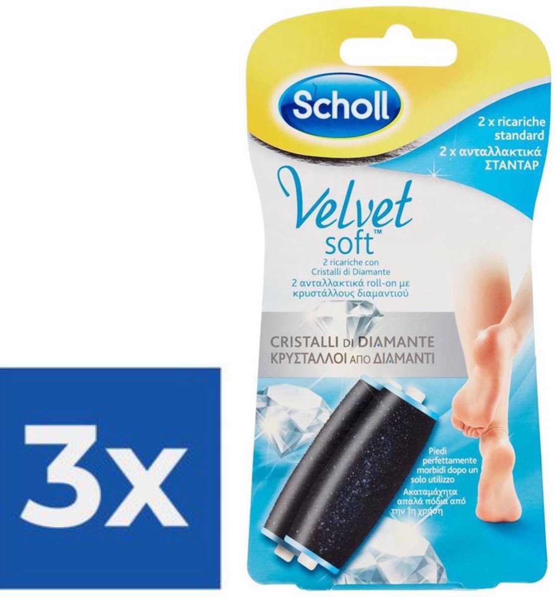Goedkoopste Scholl velvet soft standaard rolvullingen met diamantkristallen 2 stuks - VOORDEELVERPAKKING 3 STUKS