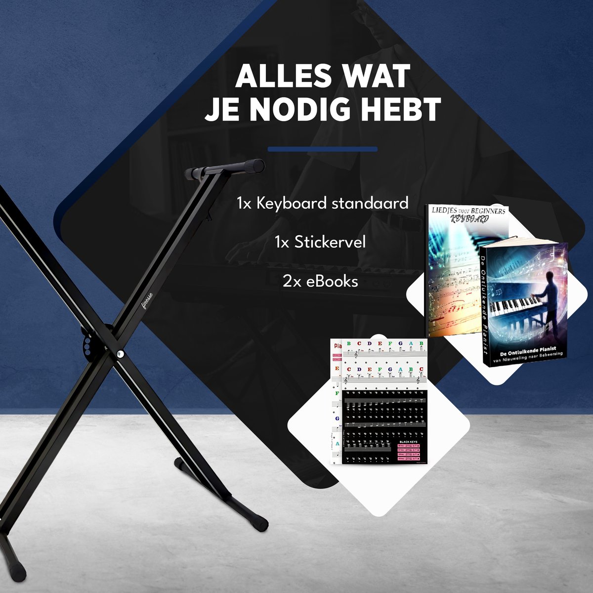Vhffoso Keyboardstandaard, toetsenbord voor 54-88 toetsen