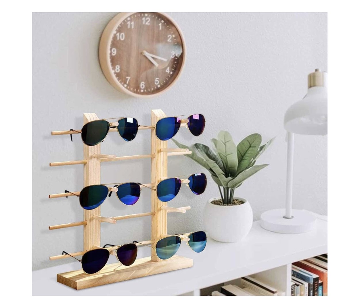 TopHomer Houten Bril Stand - Houder Voor 4 Zonnebrillen Of Leesbrillen