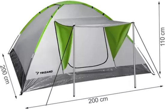 Trizand 4-Persoons Toeristentent "MONTANA" met Waterdichte Bescherming en Dakje van Merkloos — afbeelding 4