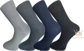 Chaussettes médicales 100% coton - Mélange Grijs - Taille 39-42 - Chaussettes pour diabétiques - Rhumatismes - Et contre les oedèmes - Large revers - Chaussettes sans élastique - Sans couture - Femme - Homme - 4 paires