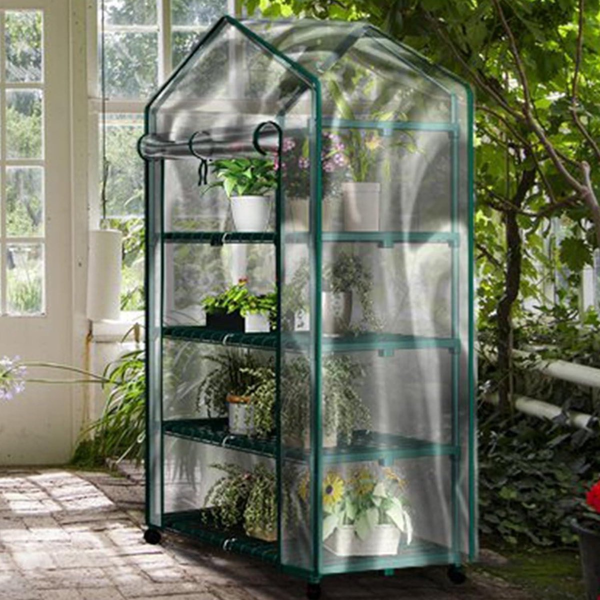Garden Mile Houten koude frame mini-kas 3-laags met scharnierend deksel, UV-bestendige polycarbonaat broeikaspanelen, FSC-houten frame, 1 m hoge plantenschuilplaats voor zaailingen en groenten (grijs