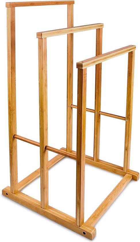 Relaxdays Bamboe Handdoekrek Vrijstaand - 3 Stangen 82,5 X 42 X 42,5 Cm Natuur