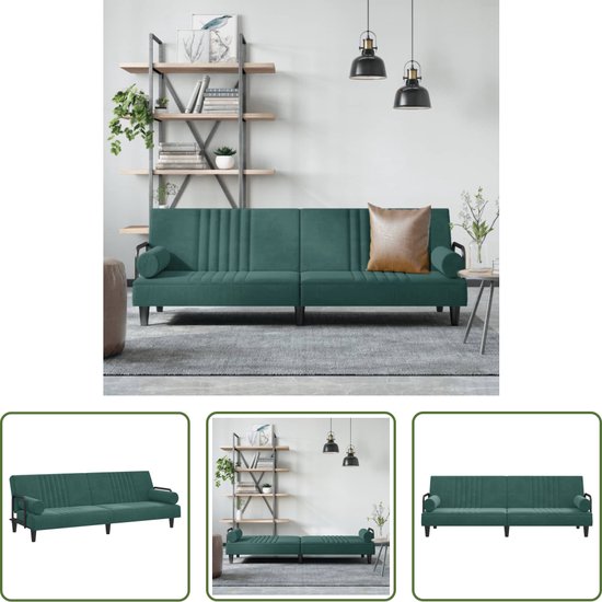 Foto: The living store fluwelen slaapbank donkergroen verstelbare rugleuning comfortabele zit stevig frame 205x89x70 cm